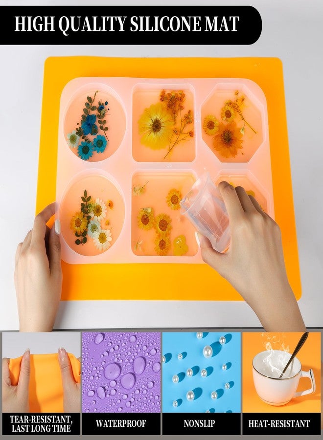 LEOBRO Silicone Mats, 3 PCS 15.7”x 11.7” Silicone Mats for Crafts, Resin Molds, Play Dough Mat for Resin, Clay, Craft Supplies, Orange & Purple & Blue - Image 3